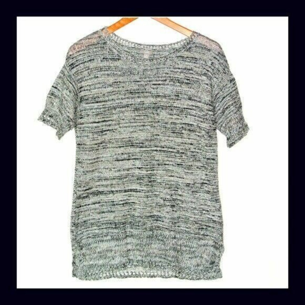 J Jill 100% Linen Gray Short Sleeve Sweater M